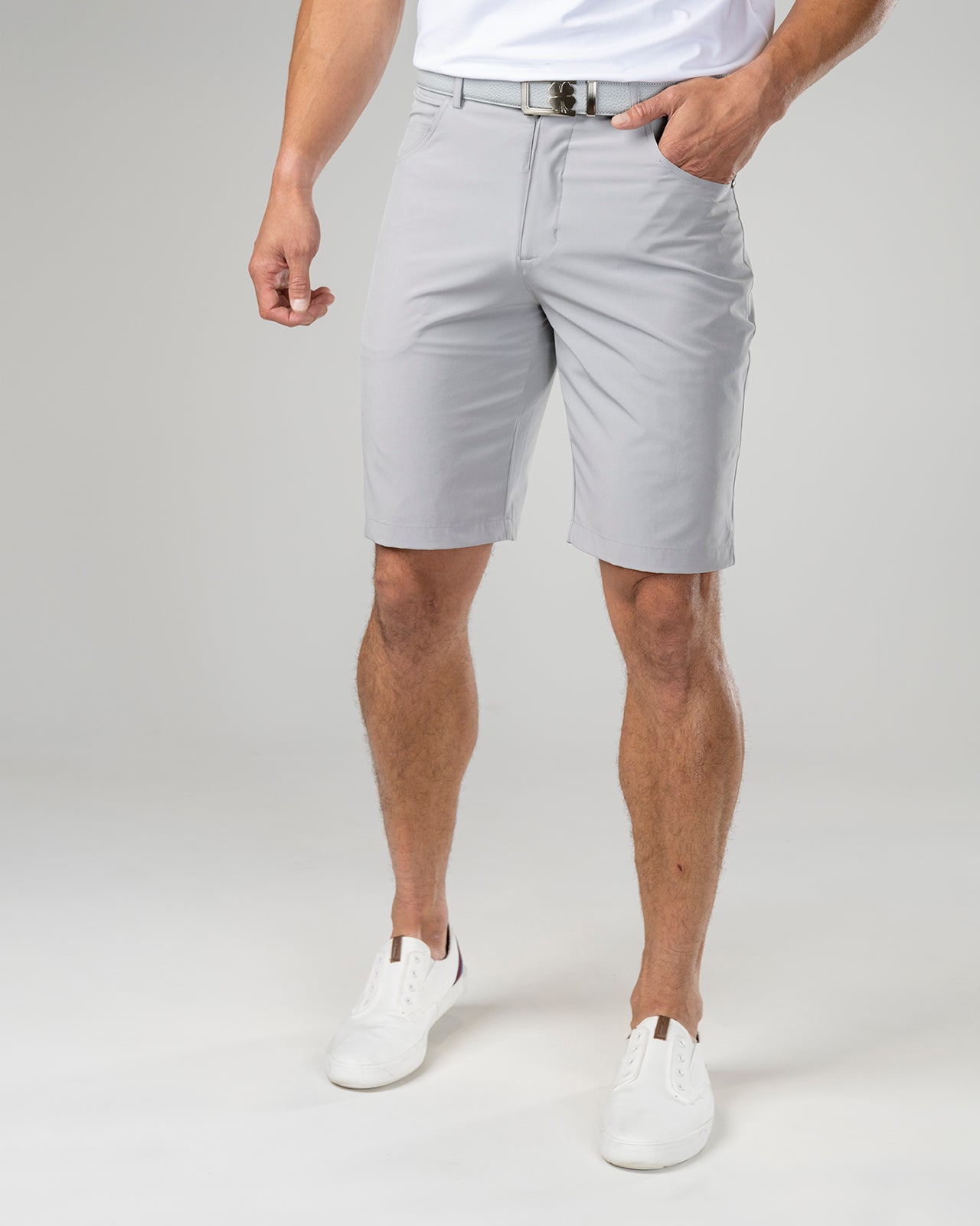 Light Grey Four-Way Stretch Shorts