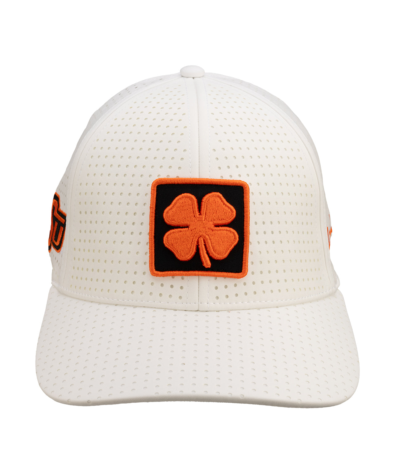 White perforated hat from Black Clover featuring Oklahoma State Cowboys logo