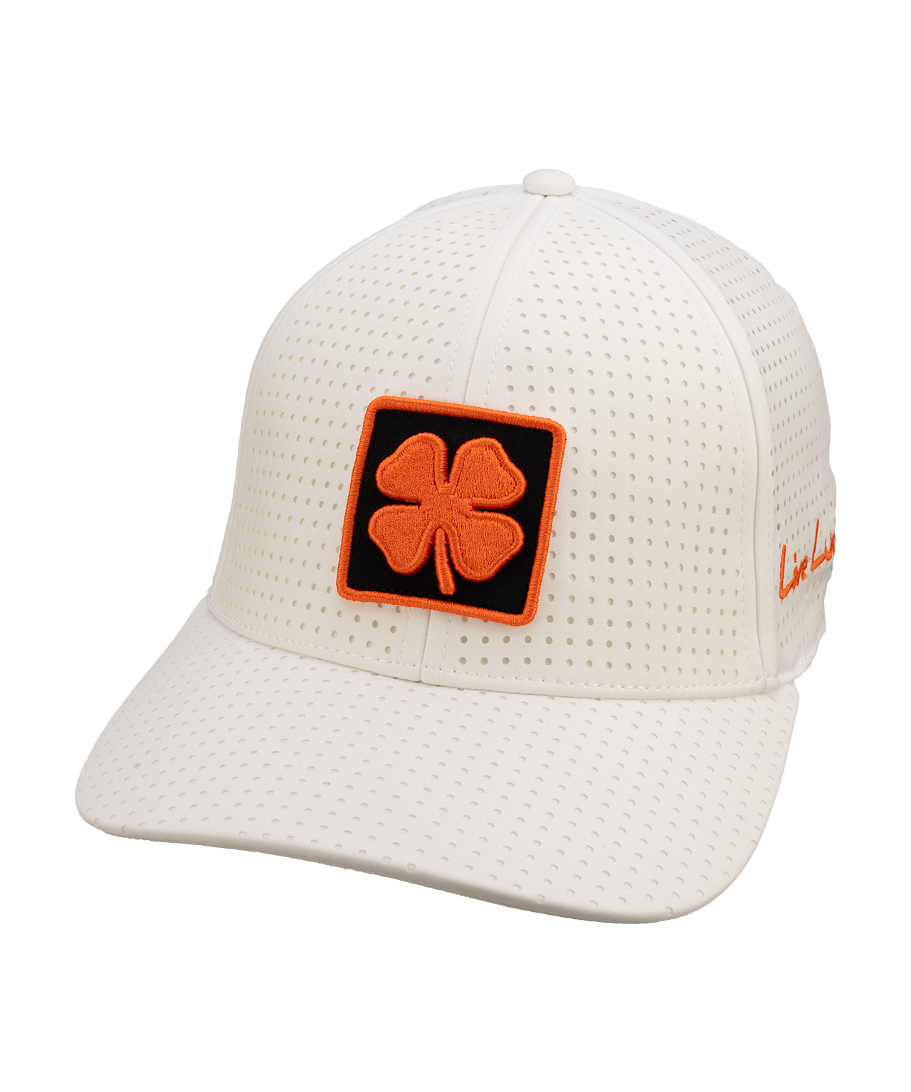 White perforated hat from Black Clover featuring Oklahoma State Cowboys logo