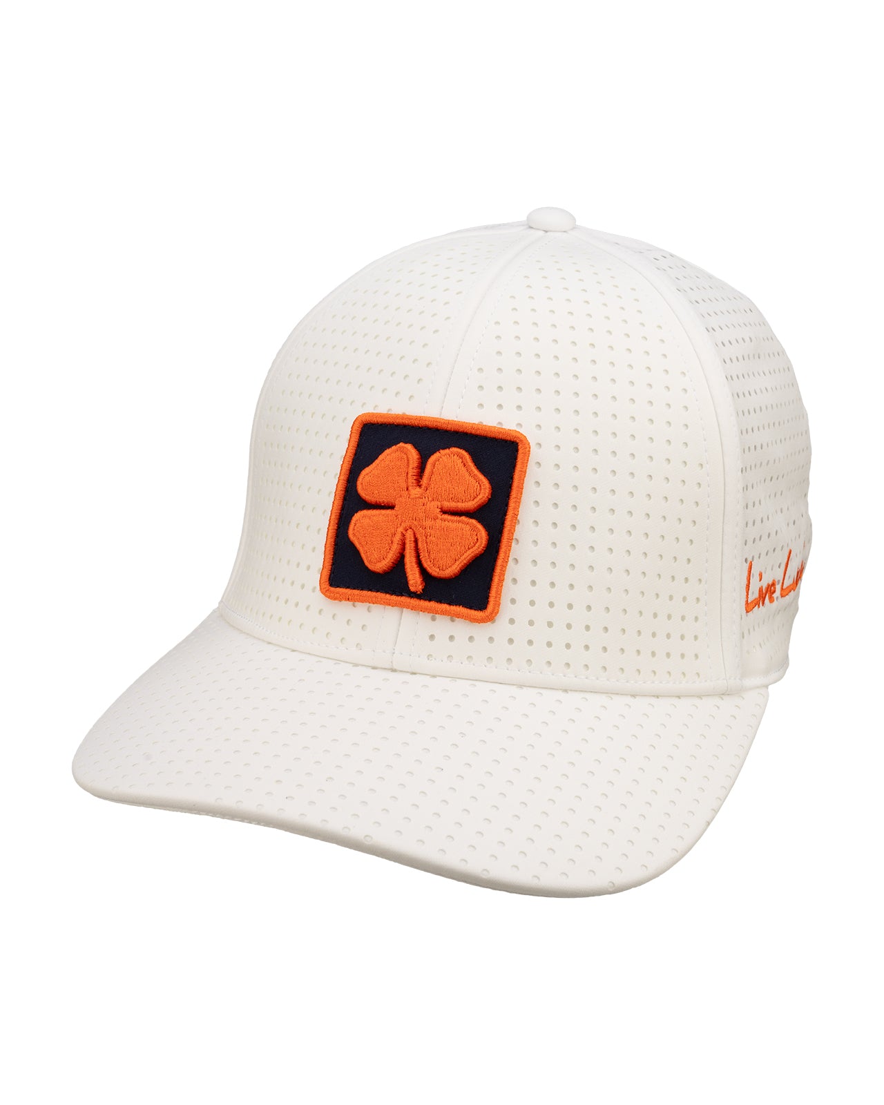 White perforated hat from Black Clover featuring Syracuse Orange logo