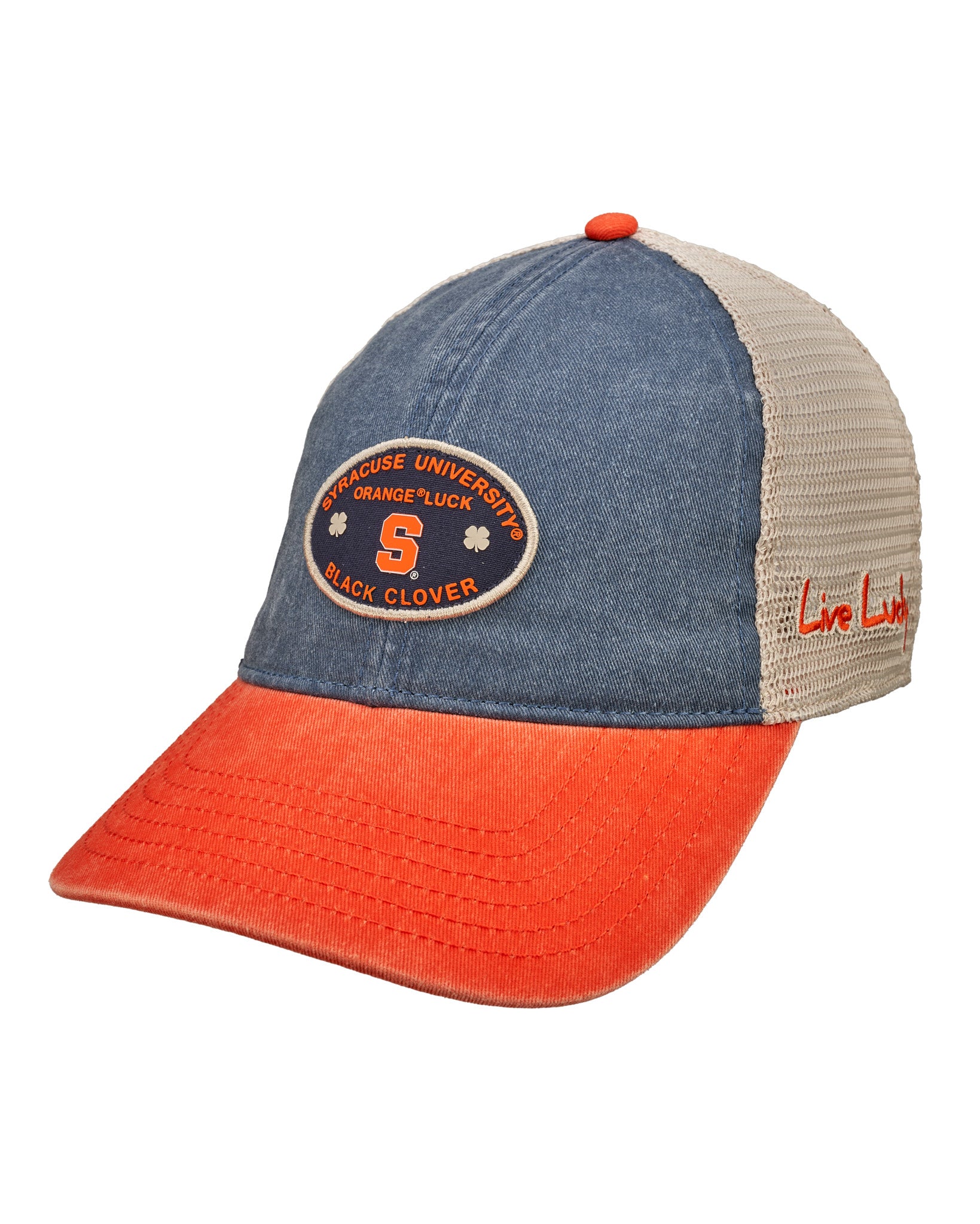 Orange, blue, and white two tone vintage style hat from Black Clover featuring Syracuse Orange logo