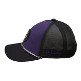 Purple and Black two tone rope hat from Black Clover featuring Texas Christian Horned Frogs logo