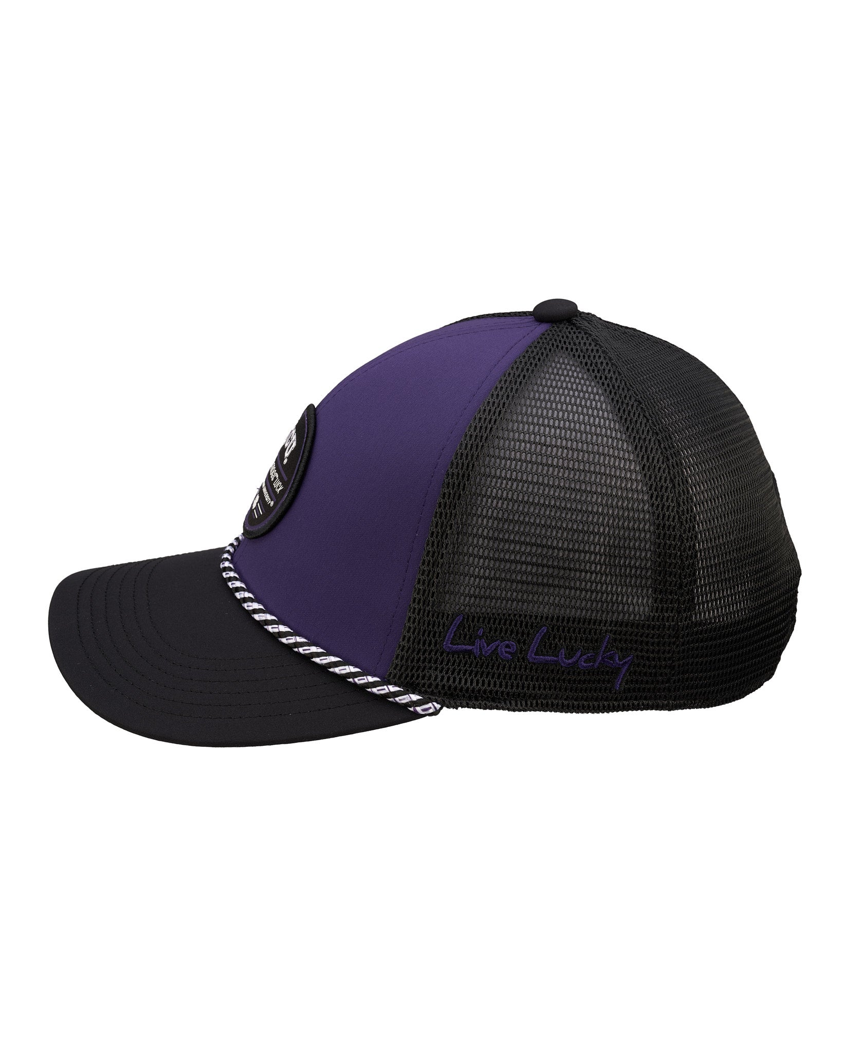 Purple and Black two tone rope hat from Black Clover featuring Texas Christian Horned Frogs logo