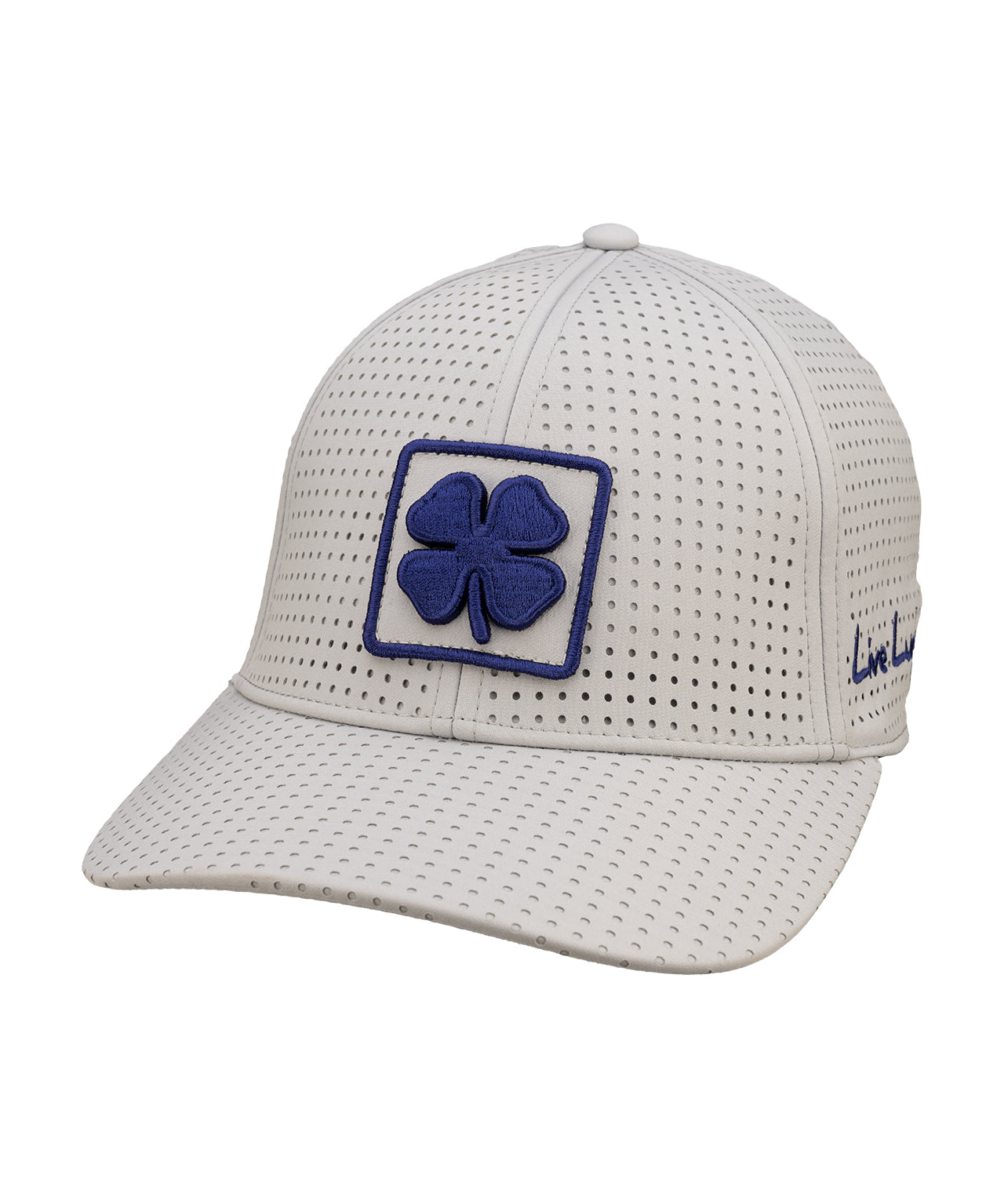 White perforated hat from Black Clover featuring Texas Christian Horned Frogs logo