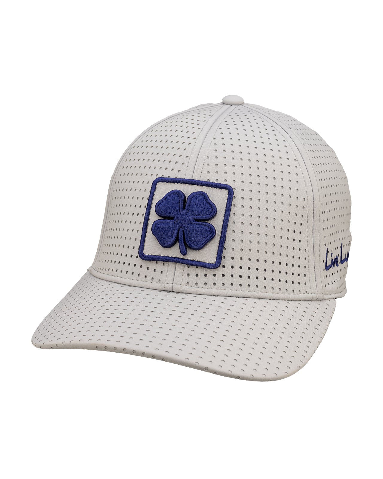 White perforated hat from Black Clover featuring Texas Christian Horned Frogs logo