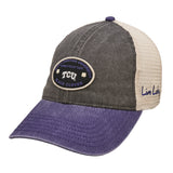 Red, grey, and white two tone vintage style hat from Black Clover featuring Texas Christian Horned Frogs logo