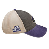 Red, grey, and white two tone vintage style hat from Black Clover featuring Texas Christian Horned Frogs logo