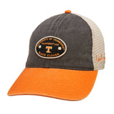 Black and orange two tone vintage style hat from Black Clover featuring University of Tennessee Volunteers logo