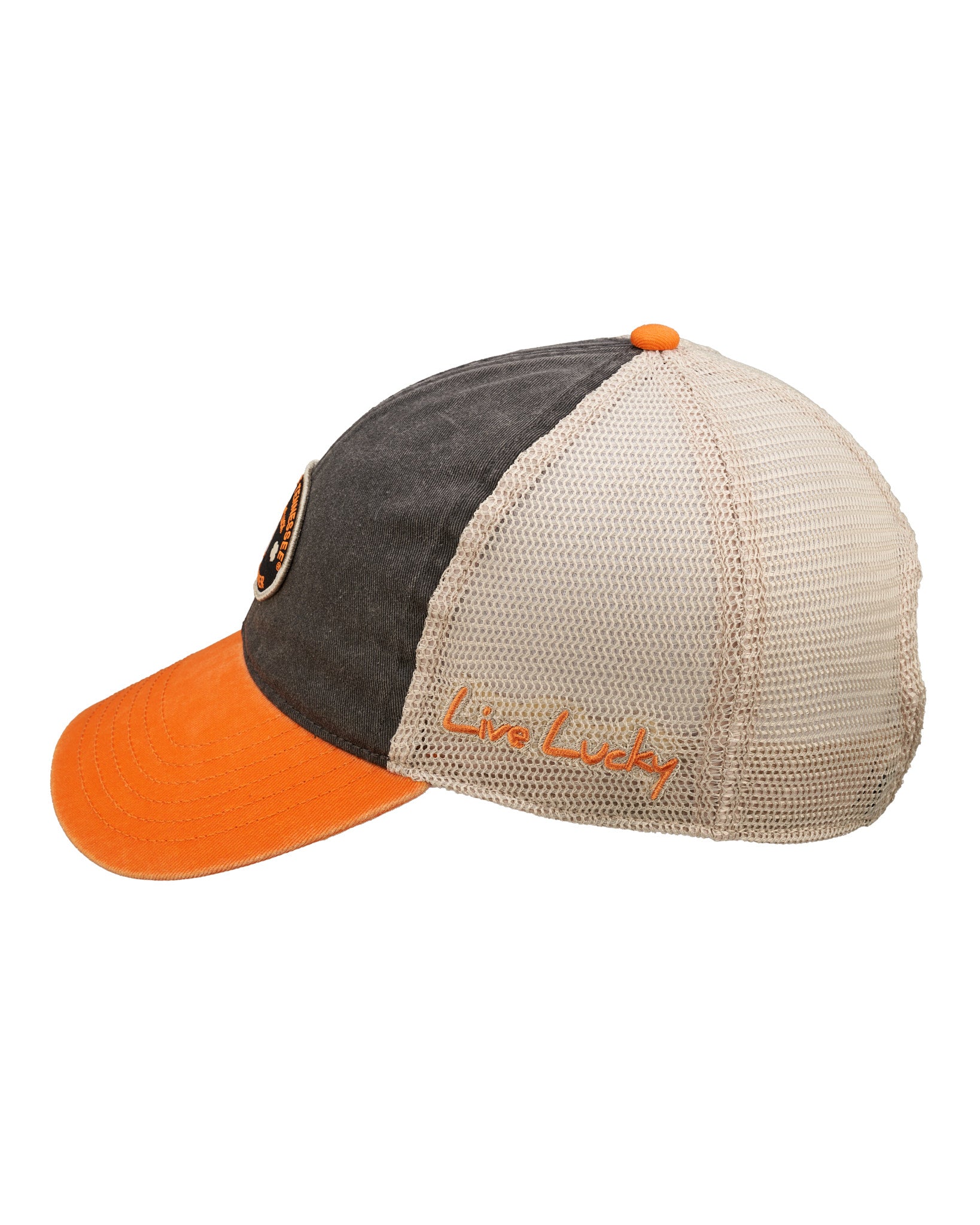 Black and orange two tone vintage style hat from Black Clover featuring University of Tennessee Volunteers logo