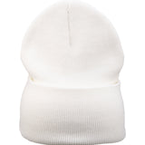 White "Lucky Cuff" beanie from Black Clover featuring woven patch on the front cuff