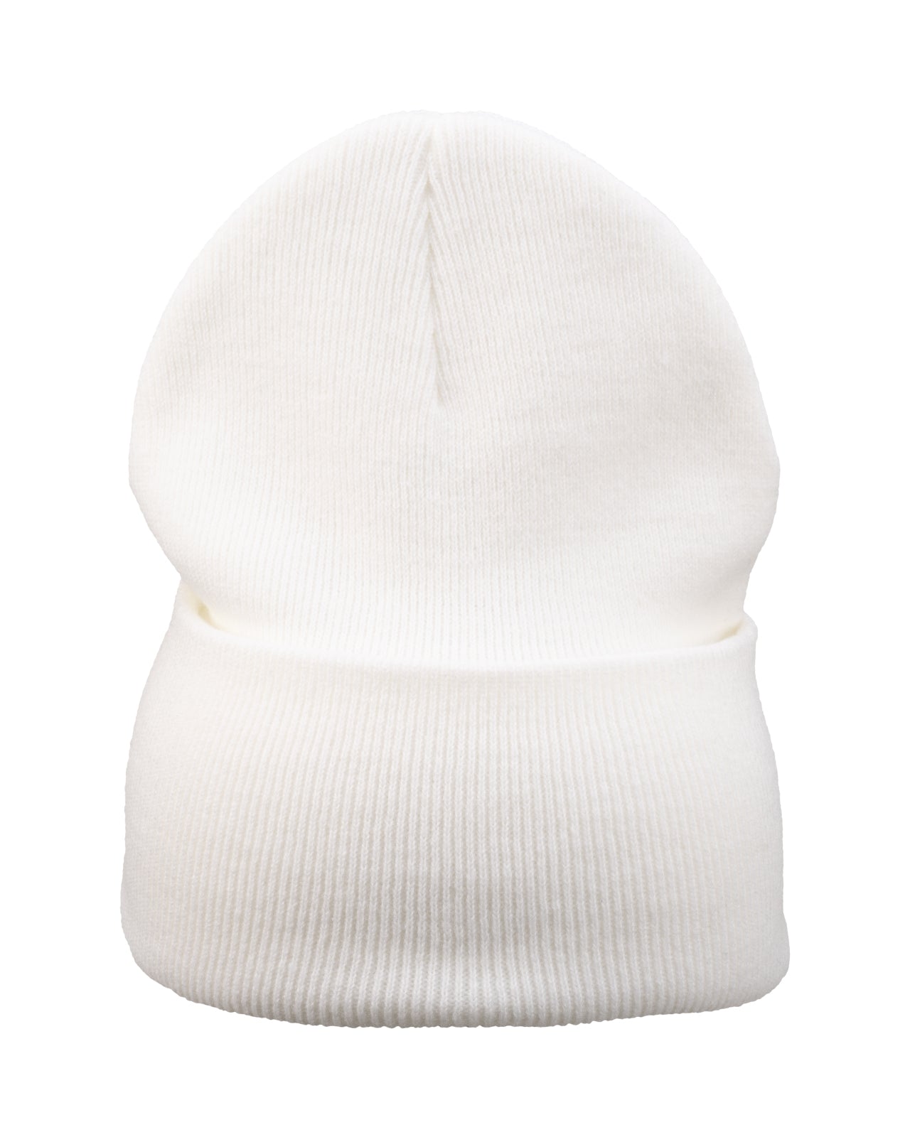 White "Lucky Cuff" beanie from Black Clover featuring woven patch on the front cuff