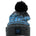 "Lucky Baller" beanie from Black Clover featuring, a cabo blue striped design, a cuff, and fluffy black pom-pom on top