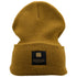 Gold "Lucky Cuff" beanie from Black Clover featuring woven patch on the front cuff