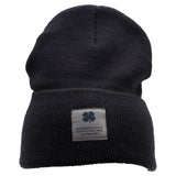 Navy "Lucky Cuff" beanie from Black Clover featuring woven patch on the front cuff