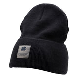 Navy "Lucky Cuff" beanie from Black Clover featuring woven patch on the front cuff