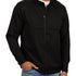 Fashionable black twill jacket with zipper, roomy pockets and wrinkle-free and anti-microbial features