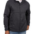 Fashionable grey twill jacket with zipper, roomy pockets and wrinkle-free and anti-microbial features