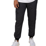 Fashionable grey loungewear jogger with adjustable drawstring waist and wrinkle-free and anti-microbial features