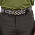 Man wearing black and white stretch belt from Black Clover