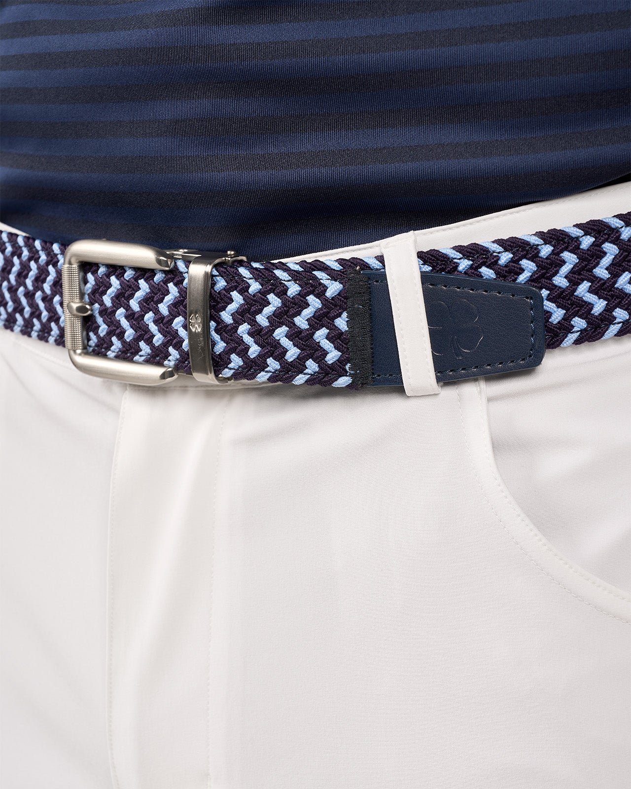 Man wearing blue and azure stretch belt from Black Clover