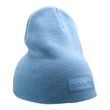 Cuffless Ice Blue beanie from Black Clover featuring cuffless design and a "Black Clover" patch on the front