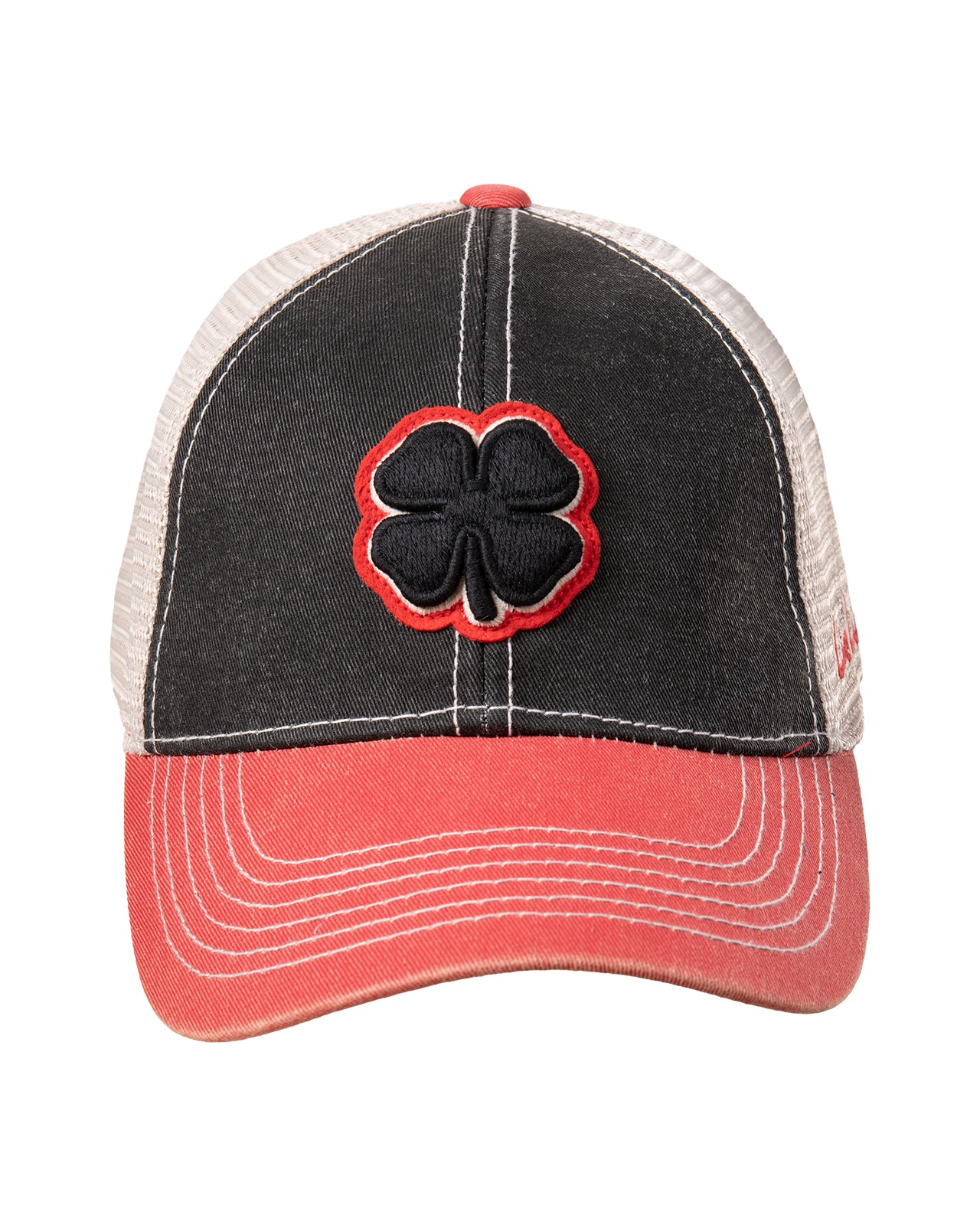 Two Color Hat Black Clover | Red and Black Two Tone Vintage Style Adjustable Hat