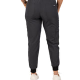 Fashionable grey loungewear jogger with adjustable drawstring waist and wrinkle-free and anti-microbial features