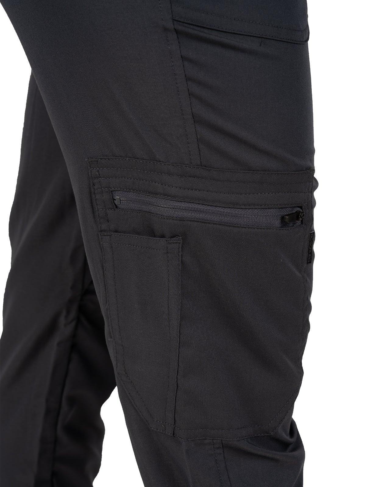 Fashionable grey loungewear jogger with adjustable drawstring waist and wrinkle-free and anti-microbial features