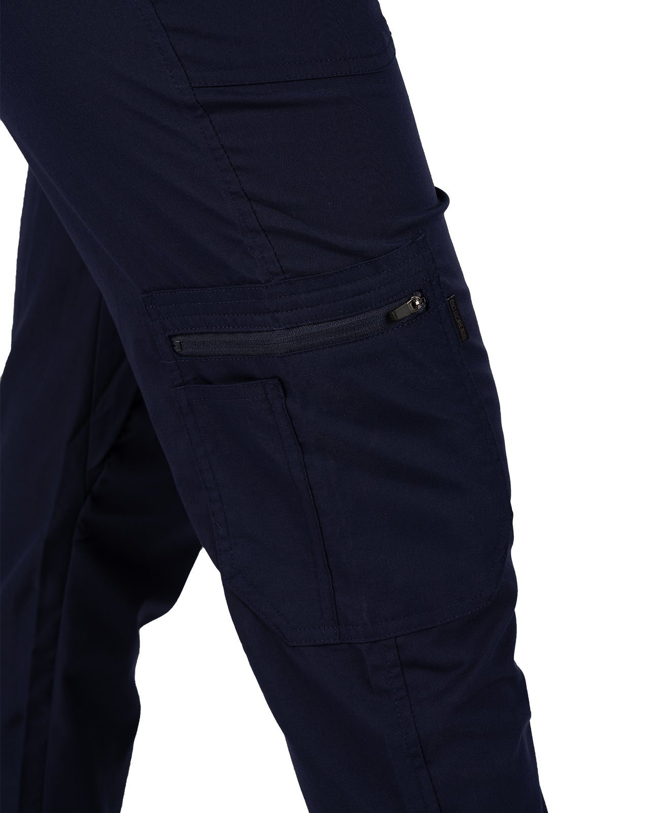 Fashionable navy loungewear jogger with adjustable drawstring waist and wrinkle-free and anti-microbial features