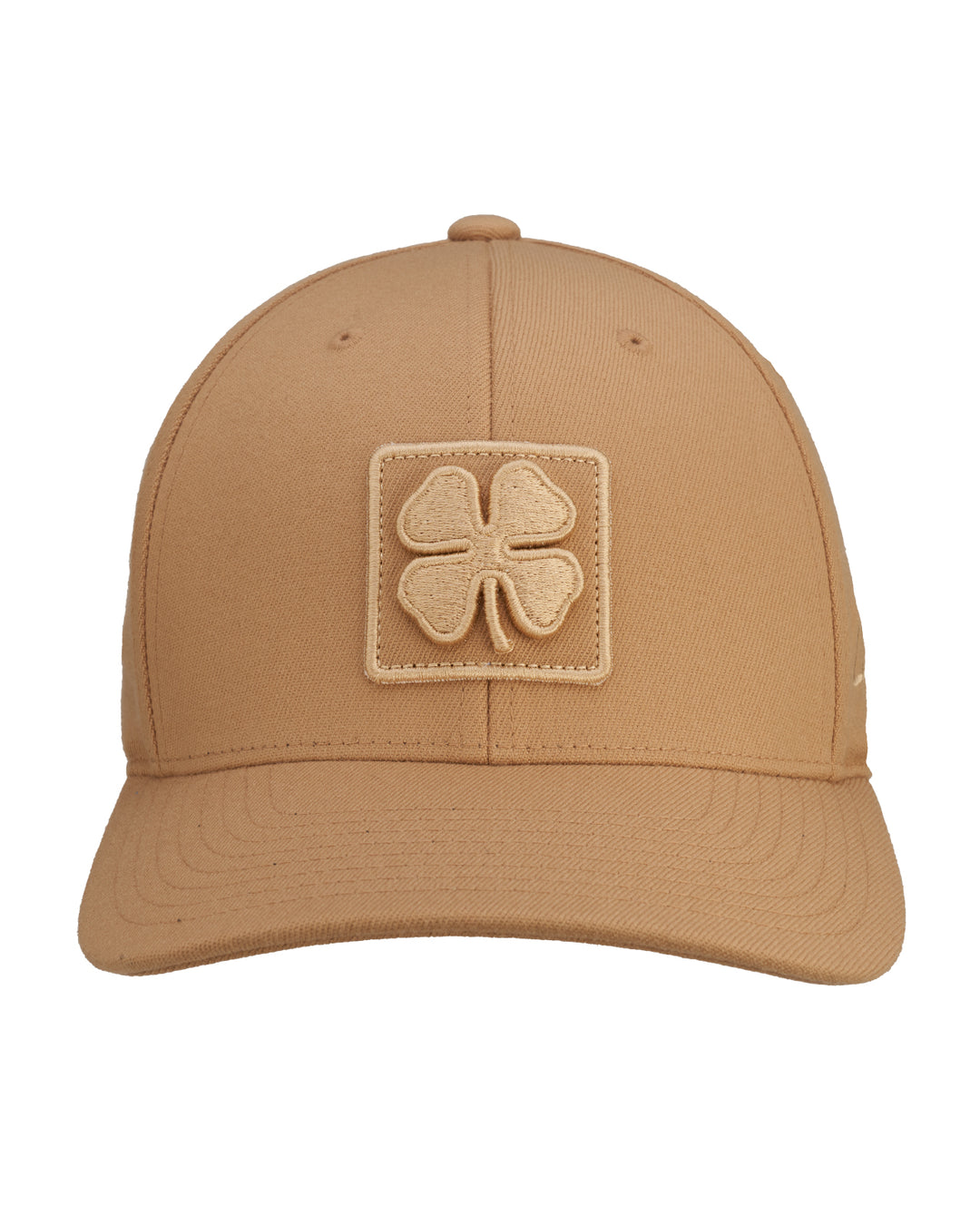 Unisex Monochromatic Tan Snapback Hat with Embroidered Clover Logo
