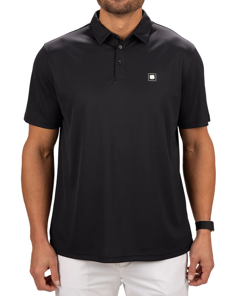 Stylish Solid Black Jacquard Golf or Business Polo | Black Clover