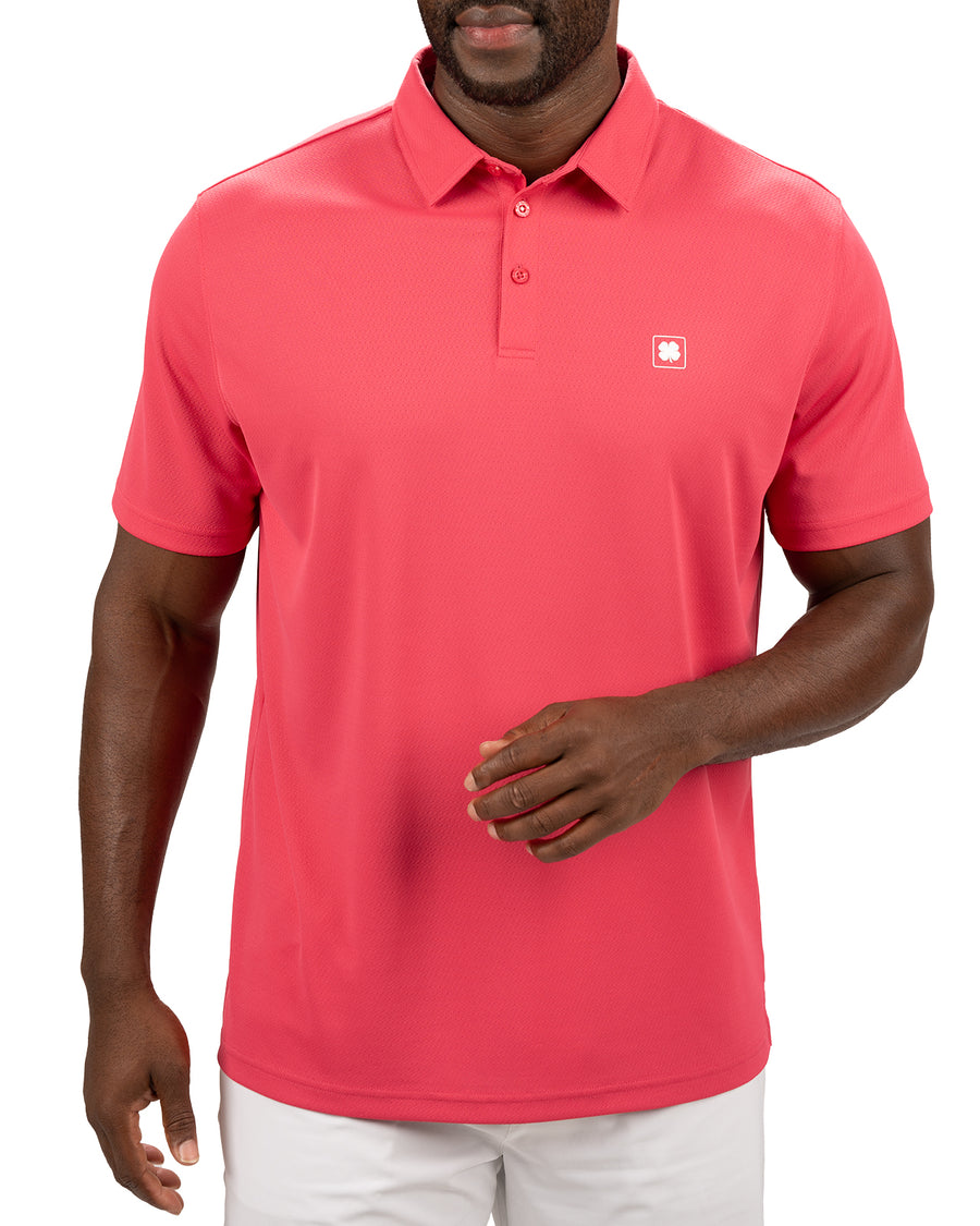 Stylish Solid Pink Raspb Jacquard Golf or Business Polo | Black Clover ...