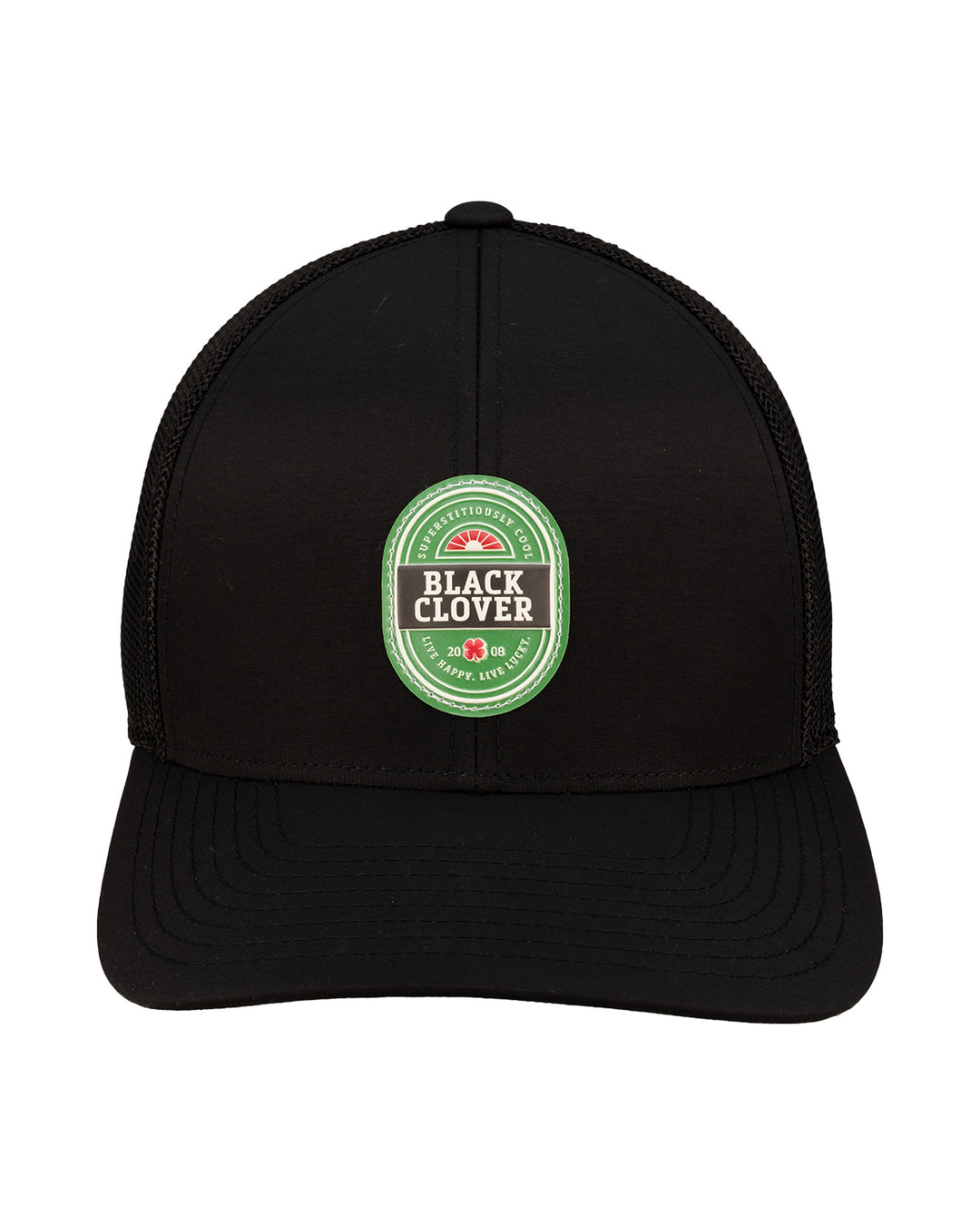 Vintage Panel Black Golf Hat with Red and Green Patch – Black Clover