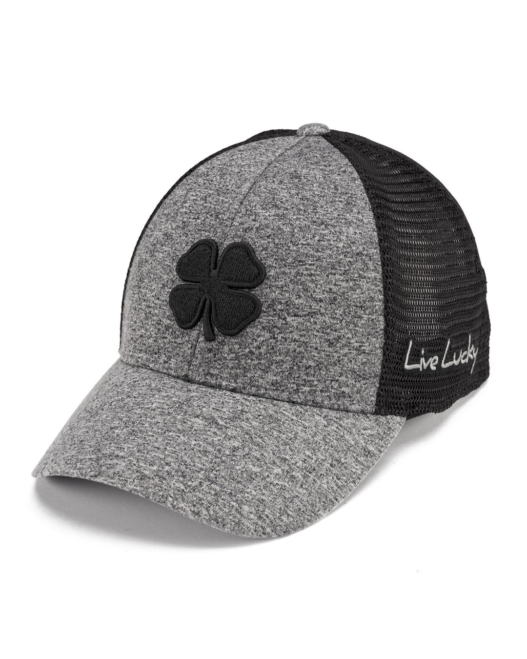 Unisex Mesh Ball Cap Cotton Adjustable Fit Cool Grey Heather Black Lucky Heather Mesh Grey – Black Clover main image 4