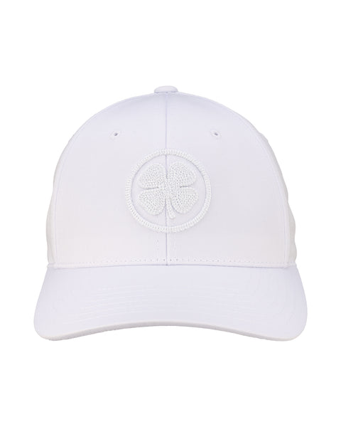 Trendy White Snapback Hat with 3D Stitched Clover Logo and