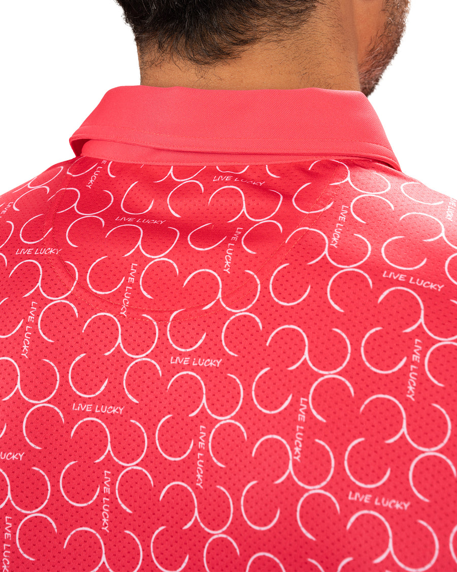 Modern Raspberry Pink Polo with Subtle White Horseshoe Print for ...