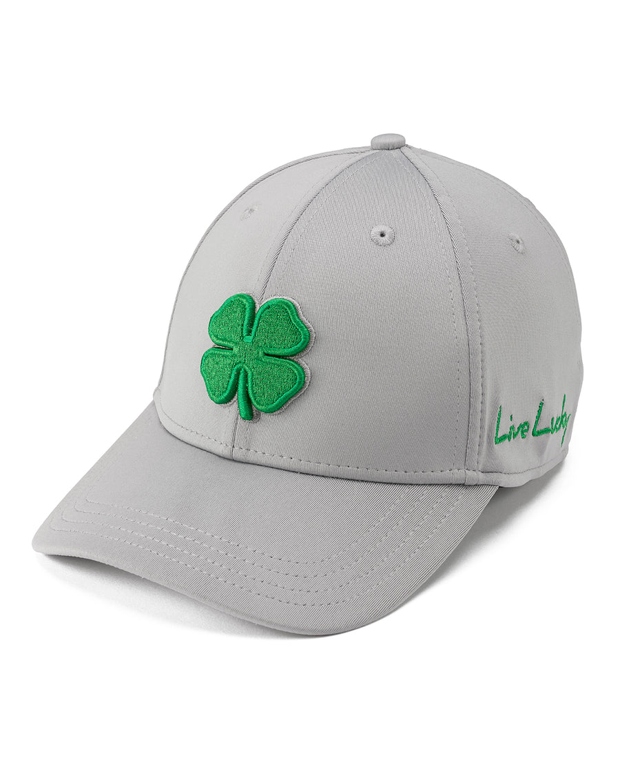 Unisex Grey Fitted Hat with Green Clover Icon | Black Clover Apparel