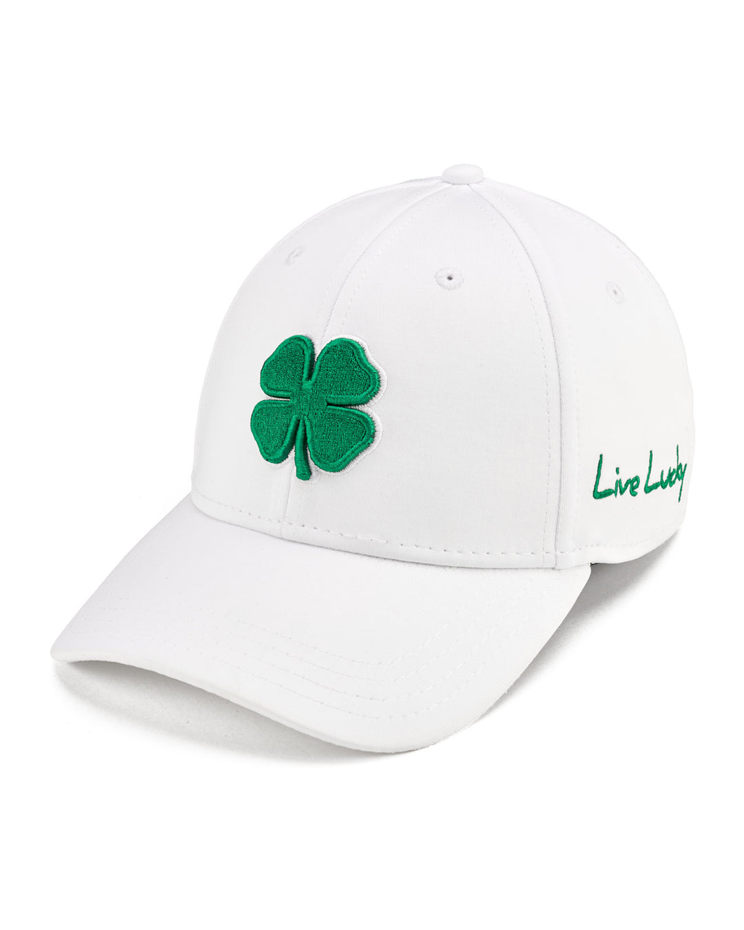 Black clover brand “Live lucky” fitted flex fit cap. Irish clover Black Clover Fitted Hat, Live Lucky, Green & White Cap  main image 4