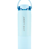 "Live Lucky" Blue Wellness Water Bottle - Glacier