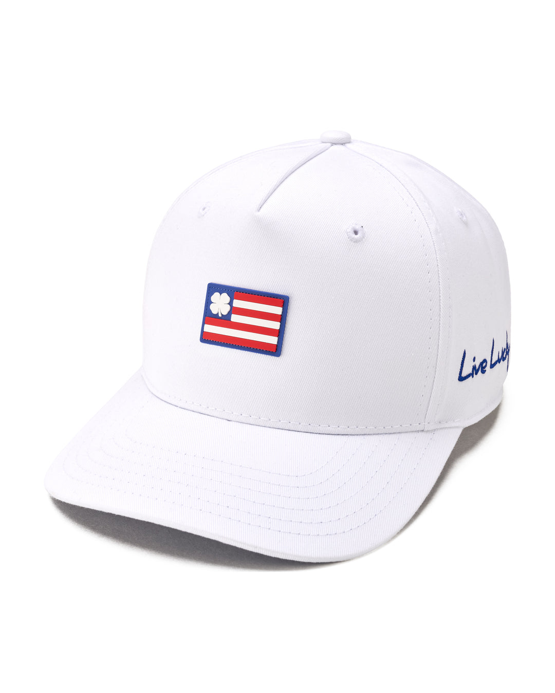 Patriotic White Golf Hat with American Flag Patch – Black Clover