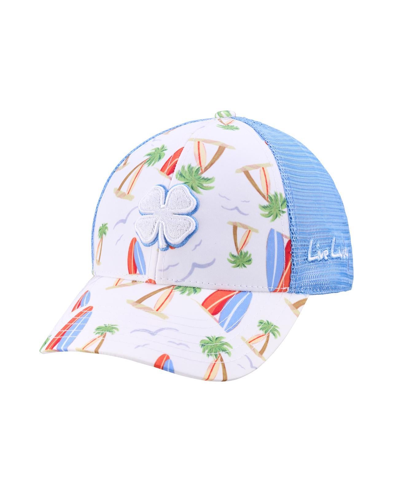 Luck 36 Unisex White and Blue Floral Print Tropical Trucker Hat – Black Clover