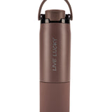 "Live Lucky" Brown Wellness Water Bottle - Java