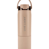 "Live Lucky" Brown Wellness Water Bottle - Mocha