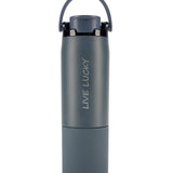 "Live Lucky" Blue Wellness Water Bottle - Nightfall Blue
