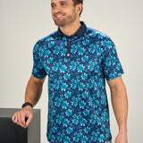 Morning Glory Polo - Men's Navy Patterned Polo