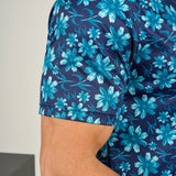 Morning Glory Polo - Men's Navy Patterned Polo
