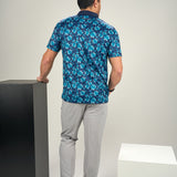 Morning Glory Polo - Men's Navy Patterned Polo