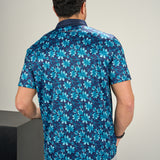 Morning Glory Polo - Men's Navy Patterned Polo
