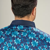 Morning Glory Polo - Men's Navy Patterned Polo