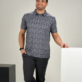 Night Lights Polo -  Men's Dark Grey Patterned Polo